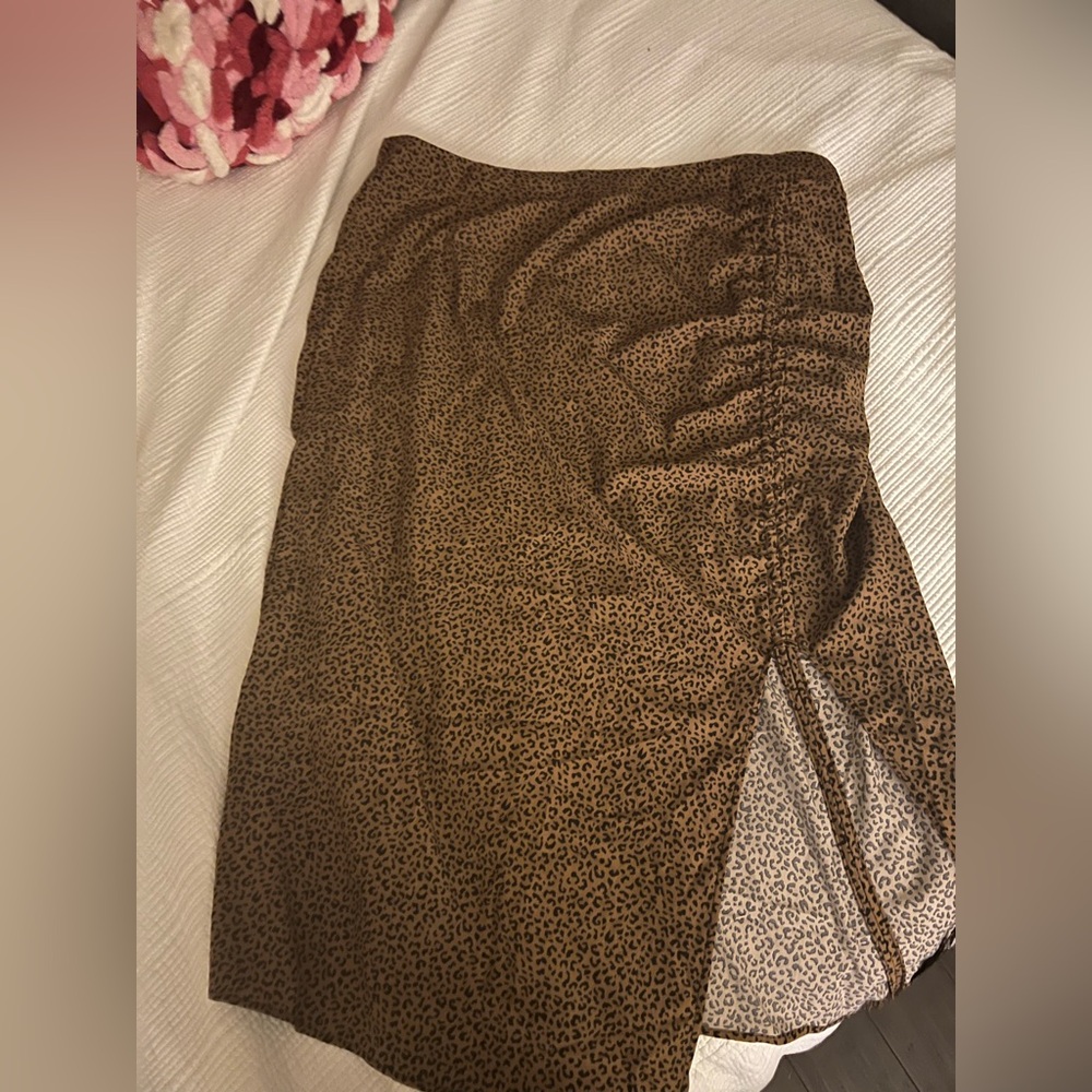 SHEIN Asymmetrical Leopard Print Skirt - Brown